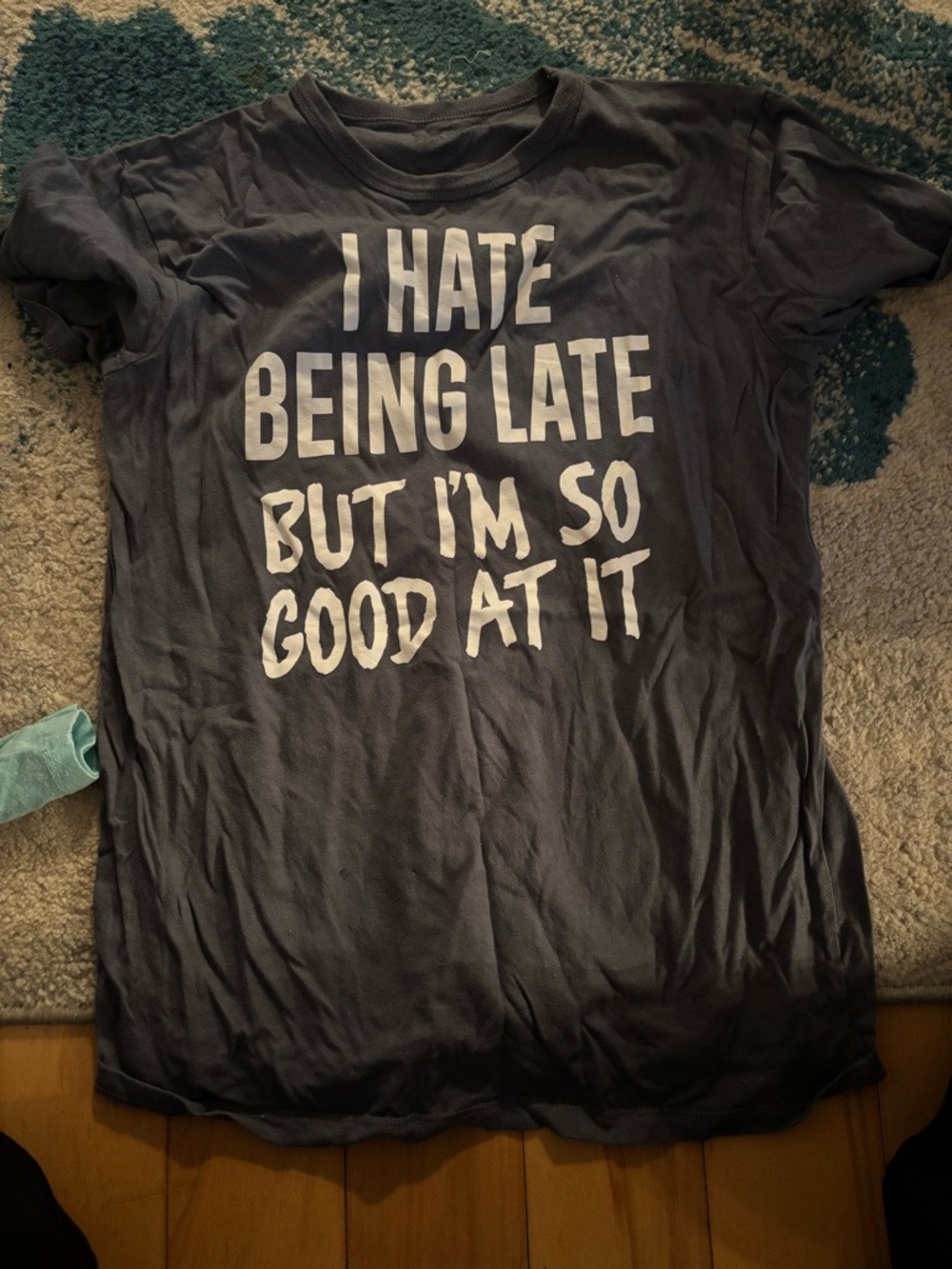 The Children's Place Navy Blue Graphic Tee - "I HATE BEING LATE"